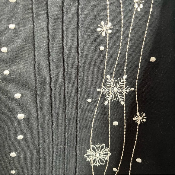 BONWORTH Women’s Large 3/4 Sleeve Black Embroidered Blouse Top Cotton Blend - Picture 6 of 7